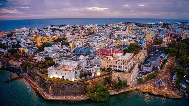 An aerial view of Old San Juan.