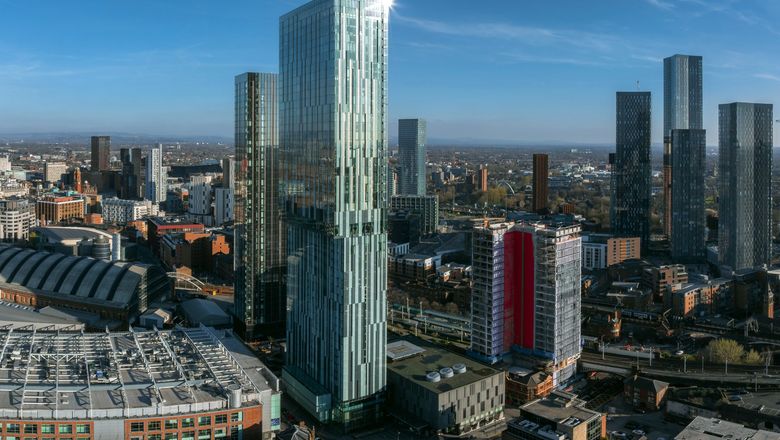 The hotel in Manchester's Beetham Tower occupies 22 floors of the 47-story building.