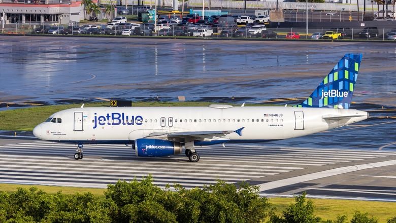A JetBlue A320 jet in San Juan.