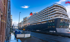 Cunard's Queen Victoria docked in Amsterdam.