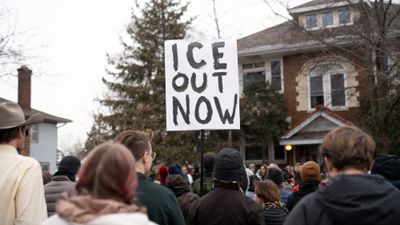 An ICE protest in Minneapolis in early January.