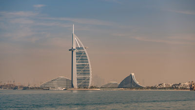 The sail-shaped Burj Al Arab hotel in Dubai.