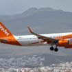 An EasyJet plane over Gran Canaria Airport.