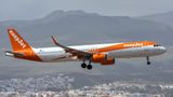 An EasyJet plane over Gran Canaria Airport.