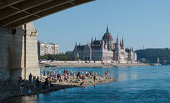 Low waters of the Danube River in Budapest this summer.