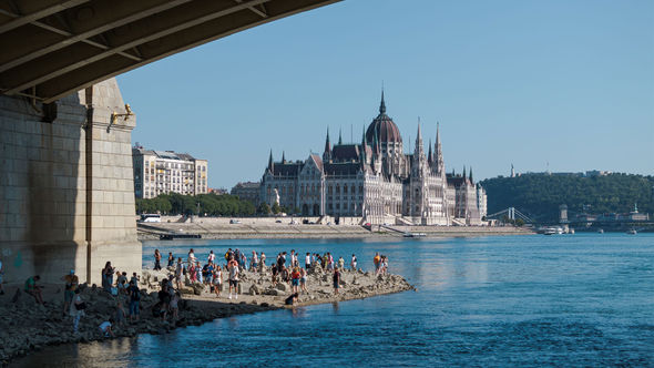 Low waters of the Danube River in Budapest this summer.