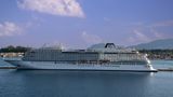 The Viking Star in Corfu during a winter Mediterranean cruise.