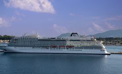 The Viking Star in Corfu during a winter Mediterranean cruise.