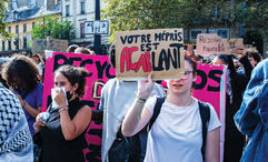 Protestors in the streets of Paris.
