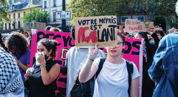 Protestors in the streets of Paris.