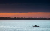 The Mekong River at sunset in Cambodia.