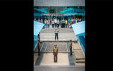 The Joint Security Area at Panmunjeom, with North Korean soldiers in the foreground and South Korean troops in the background.