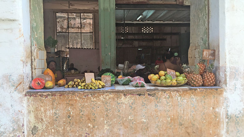 Travel Weekly Editor in Chief Arnie Weissmann had the opportunity to visit the country in March and found that, despite what some may fear, there isn't any reason for great concern that ''authentic'' Cuba will be overwhelmed by American influence anytime soon. Pictured here, fresh produce on the window sill of a building in Old Havana indicates there’s a market is within.