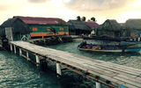 The view of Corbisky Island from the bungalow. Elias' other accommodations, a subdivided bunkhouse, is on the left.