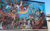 A mural on Cusco's Avenida el Sol chronicles the country's tumultuous history.
