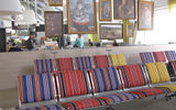 Not your average airport waiting area: Colorful seating for waiting passengers in the Tallinn Airport. Each of several gates in Tallinn Airport features a unique design for its waiting area.