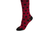 According to Vim&Vigr, the firm that markets this product, ''gradient pressure'' knitting technology maintains gradual compression that starts at the ankles and goes up from there to energize your legs, increase circulation, prevent swelling, alleviate discomfort, prevent and reduce spider and varicose veins, and help muscle recovery. A fitted heel, flexible toe pocket and contoured leg provide superior fit. The socks are available in a range of designs, from striped argyle to thick stripes and polka dots.