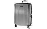 The EBags Hardside 24-Inch Spinner weighs only 9 pounds, 8 ounces yet can handle just about anything you would want to take with you on a week-or-so trip. Its exterior diamond pattern reduces abrasion, and its recessed top handles are made to last, while a telescoping handle and double-wheel casters contribute to ease of use while in transit. Other features include a two-section interior packing compartment, a full-mesh zip-around cover, a removable/adjustable shelf, six-point tie straps, a large self-healing zipper and side grab handles.
