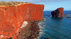 Just 141 square miles in size, Lanai is Hawaii's smallest visitor-friendly island and home to only 3,000 residents. But the often overlooked destination features a dramatic range of natural beauty. Pictured here, Puu Pehe, a stunning shoreline attraction is only a short walk from Hulopoe Beach Park.