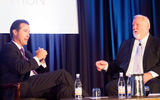 Derek Decross, left, vice president of global sales for American Airlines, took part in the Airline Executives Panel on Monday hosted by Roger Block, ASTA chair and Travel Leaders Franchise Group head.