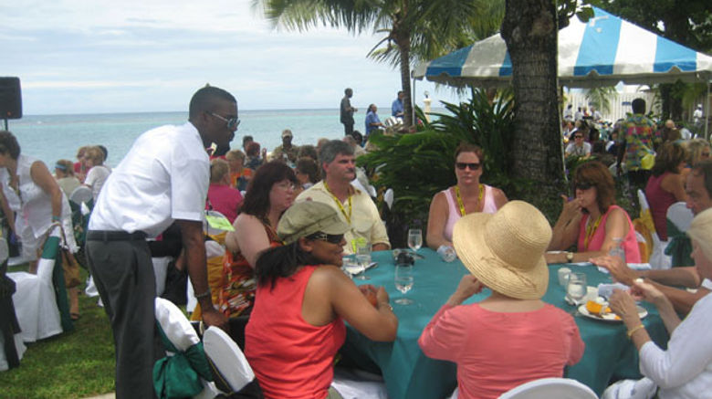 Agents attended a trade show and sat down for a buffet lunch at the Sunset Jamaica Grande in Ocho Rios during the Jamaica Tourist Board’s islandwide blitz.