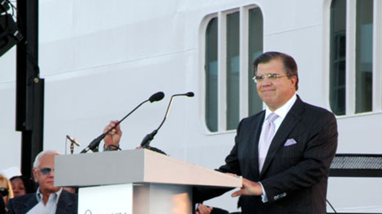 Travel Weekly's Johanna Jainchill spent three days on Oceania Cruises' first newbuild, the 1,250-passenger Marina, on a preview cruise for executives' friends and family, travel agents and journalists. Oceania's founder Frank del Rio called the ship the beginning of "the next phase of Oceania's evolution." TW photo by Johanna Jainchill