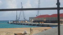 During a trip to Jamaica in January for Caribbean Marketplace, senior editor Gay Nagle Myers traveled from Falmouth to Montego Bay to see some of the newest projects on the island. Pictured here, a view of one of the two piers at the new Falmouth cruise port in Jamaica, set to open in February.