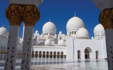 Abu Dhabi is working to catch up to its long-showier sister Dubai in upscale hotel inventory, travel-related infrastructure, leisure and cultural attractions and, perhaps most importantly, worldwide brand recognition. Shown here, the Sheikh Zayed Grand Mosque, arguably Abu Dhabi’s biggest attraction, which began construction 16 years ago. Photos by Kenneth Kiesnoski; posted April 10, 2012.