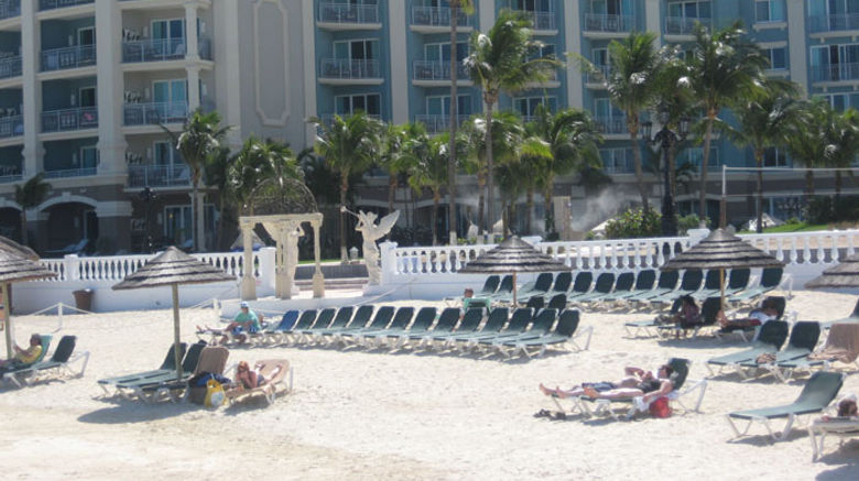 Sandals Royal Bahamian Spa Resort & Offshore Island in Nassau recently unveiled its $17.5 million, 144-room remodeled Balmoral Tower, the centerpiece of the 404-room, all-inclusive resort. The Balmoral Tower, formerly the Manor Building, now includes large balconies on 35 of its oceanview rooms; 11 ground-floor rooms were converted to walkout units with access to the beach and pool areas. TW photos by Gay Nagle Myers; posted April 2, 2012