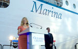 Godmother Mary Hart and Oceania President Bob Binder at the Marina's naming ceremony.
