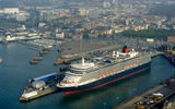 The Queen Elizabeth, berthed in its homeport of Southampton.