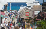 Tourists crowd the streets leading from the ferry dock at Playa del Carmen. TW photo by Gay Nagle Myers