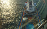 The view from the North Star observation gondola of the Quantum of the Seas while cruising offshore in the English Channel on a preview cruise from Southampton.