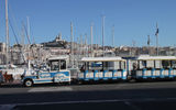 One of the several trains that take tourists on sightseeing rides in downtown Marseille.