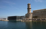 The newly debuted MuCEM building, at left, linked to the historic Fort Saint-Jean, both part of Marseille's European and Mediterranean Civilizations Museum.