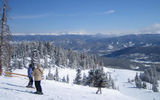 Skiers pause to enjoy the view at Breckenridge Ski Resort.