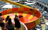 A passenger using the Epic Plunge waterslide.