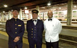 Members of the train crew formed a welcome committee at Chicago's Union Station.