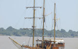 The Henry Morgan tour boat sets sail on Guayaquil's Guayas River.