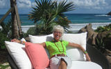 Travel Weekly's intrepid reporter, Gay Nagle Myers, at (brief) rest at the Christophe Harbour complex on St. Kitts.