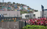 The lighthouse atop Santa Ana Hill, as seen from the Museum of Anthropology and Contemporary Art on Guayaquil's Malecon 2000.