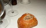 The edible name-tag on a roll in Jacques is one of many small touches in the 124-seat eatery that is named after Oceania Master Chef Jacques Pepin. TW photo by Johanna Jainchill