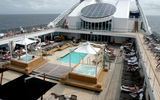The pool deck on the Seabourn Odyssey.