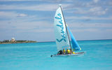 Watersports at Sandals Emerald Bay include several small catamarans for guests’ use. The brochures don't lie: the water really is turquoise.