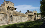 Historic walls surrounding the old center of Avignon.