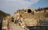 Visitors, at upper right, sample the seating at the Odeon, a theater accommodating about 1,500, built by the Romans in 150 AD, in Ephesus. This archaeological site is accessed from Izmir on the Louis Cristal's weeklong cruises.