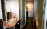 The bathroom in the deluxe balcony cabin.