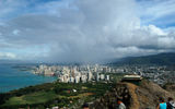 People who climb to the top of Diamondhead are rewarded with magnificent views of Oahu, including the city of Honolulu.