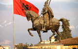 Statue of Albanian hero Skanderbeg in the capital of Tirana.
