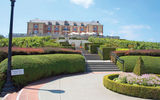 While downtown Napa suffered, the effects were virtually unnoticeable in much of the surrounding vine-covered rolling hills and wineries that Napa Valley and Sonoma are famous for. Pictured here, the Domaine Carneros winery was bustling at lunch time on Monday. TW photos by Michelle Baran; posted Aug. 26, 2014